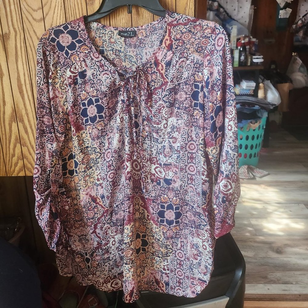 RUE 21 WOMENS BOHO BLOUSE SIZE LARGE ~ BEAUTIFUL